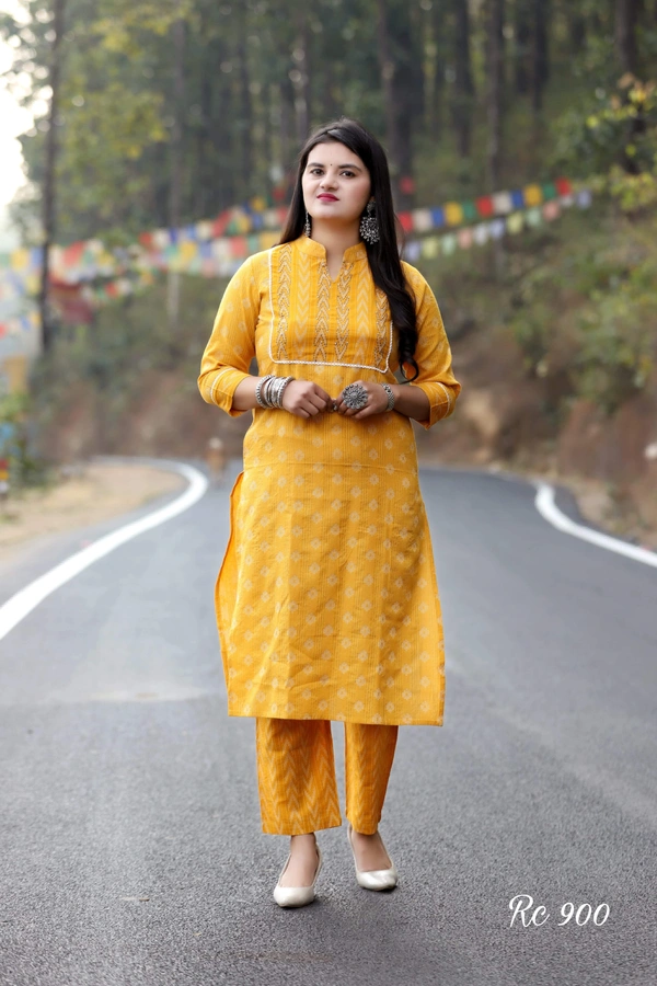 KDJ Kurti With Pant  - yellow, 44