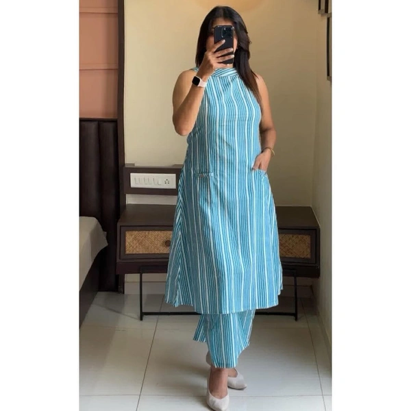 KDJ 5040 BEAUTIFUL KURTI WITH PANT  - Blue, 46-XXXL