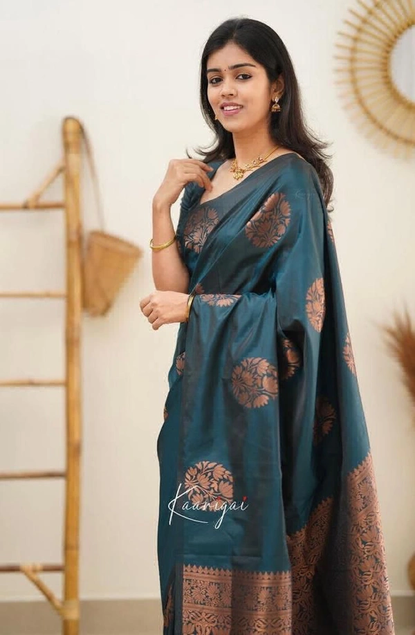 STC Organic Banarasi Saari  - Blue