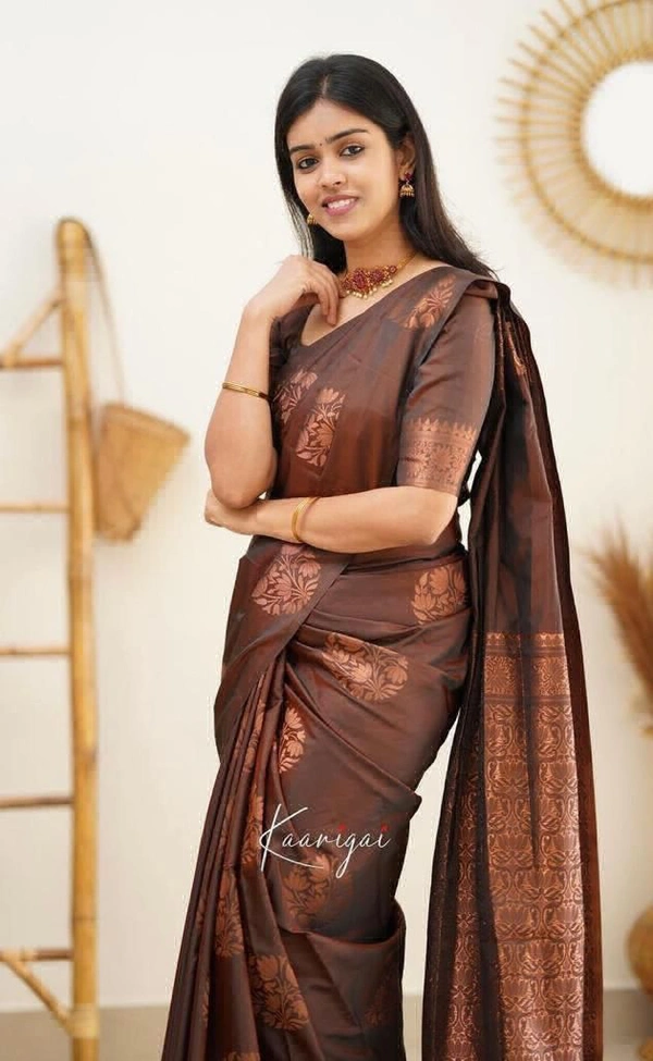 STC Organic Banarasi Saari  - Brown