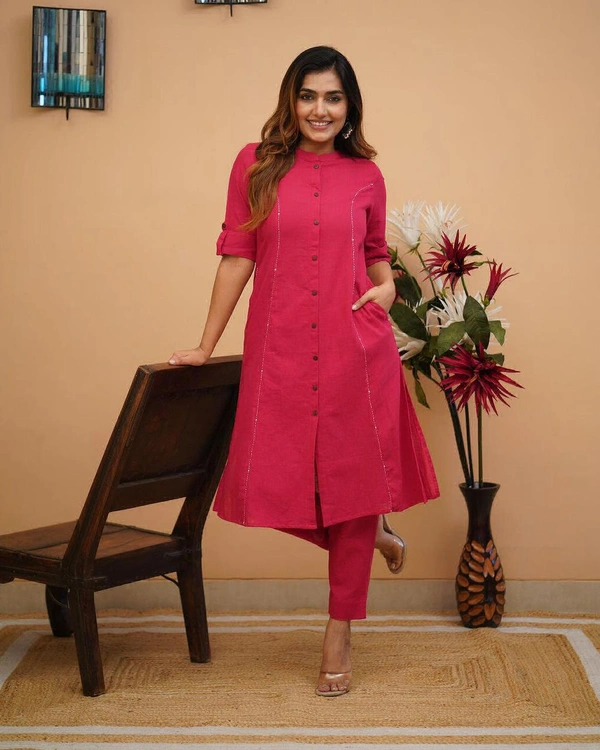 KDJ 5041 Beautiful Kurti With Pant  - pink, L-40