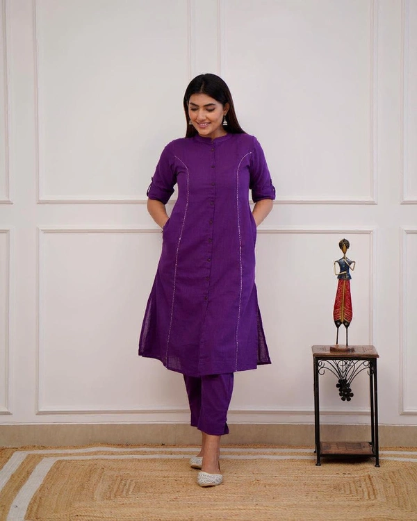 KDJ 5041 Beautiful Kurti With Pant  - Purple, L-40