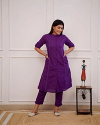 KDJ 5041 Beautiful Kurti With Pant  - Purple, L-40