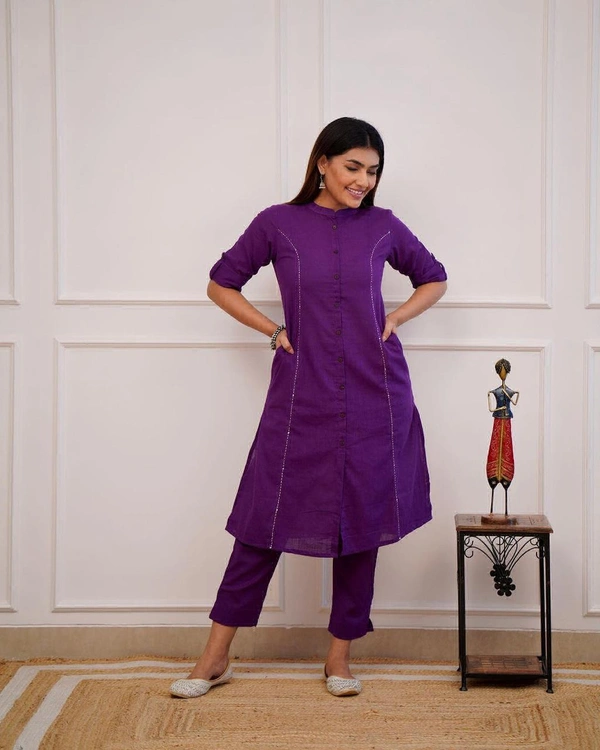 KDJ 5041 Beautiful Kurti With Pant  - Purple, L-40