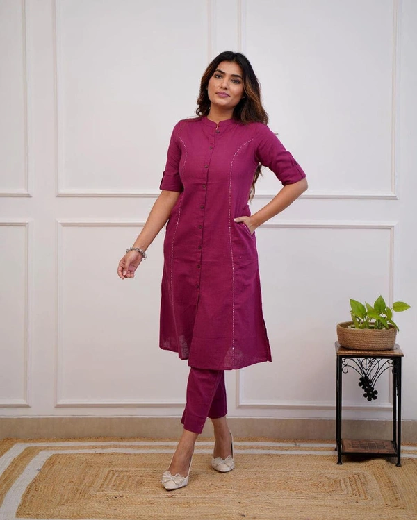 KDJ 5041 Beautiful Kurti With Pant  - wine, L-40