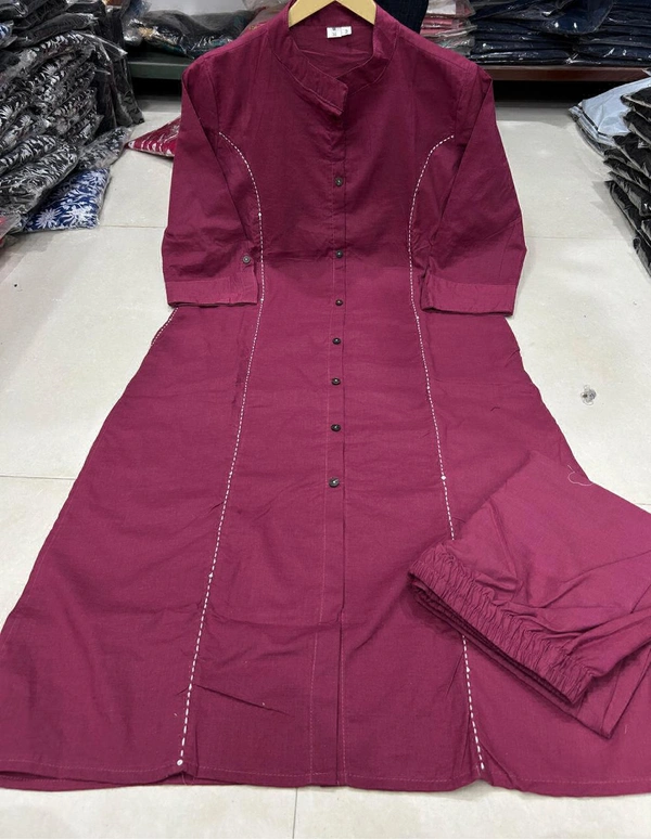 KDJ 5041 Beautiful Kurti With Pant  - wine, 42-XL