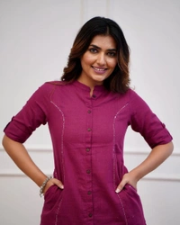KDJ 5041 Beautiful Kurti With Pant  - wine, 42-XL