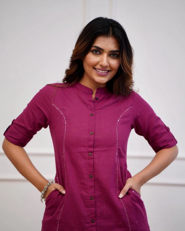 KDJ 5041 Beautiful Kurti With Pant  - wine, 42-XL