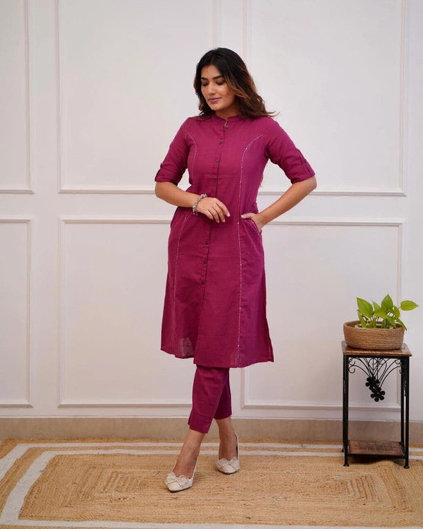KDJ 5041 Beautiful Kurti With Pant  - wine, 42-XL