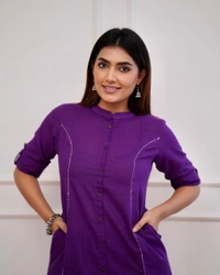KDJ 5041 Beautiful Kurti With Pant  - Purple, XXXL-46