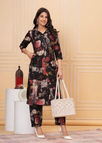 KDJ 4112 AFGANI PATTERN CORD SET  - 38, Black