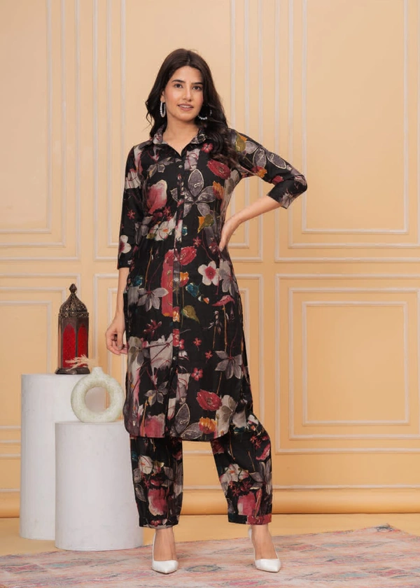 KDJ 4112 AFGANI PATTERN CORD SET  - 44, Black