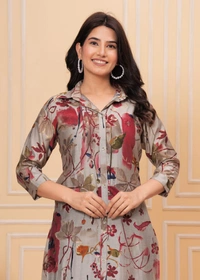 KDJ 4112 AFGANI PATTERN CORD SET  - 38, Gray