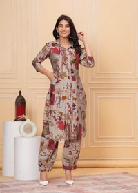 KDJ 4112 AFGANI PATTERN CORD SET  - 46, Gray
