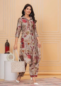 KDJ 4112 AFGANI PATTERN CORD SET  - 44, Gray