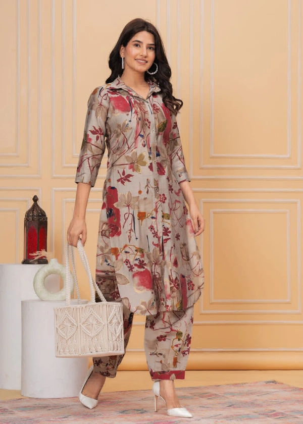 KDJ 4112 AFGANI PATTERN CORD SET  - 44, Gray
