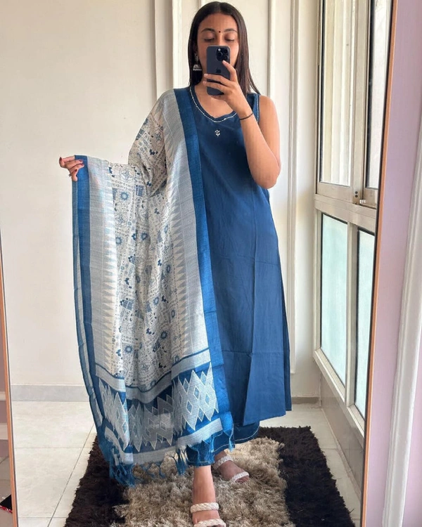 KDJ 1009 Beautiful Dress  - Blue, 42-XL