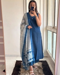 KDJ 1009 Beautiful Dress  - Blue, XXL-44