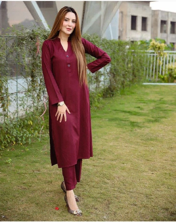 KD18 Reyon Kurti Set  - wine, 40