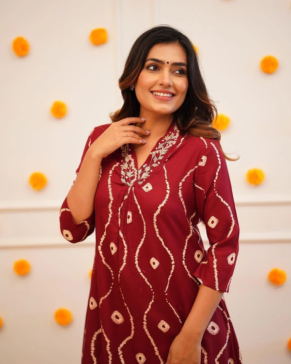 RPR 5045 Beautiful Kurti With Pant  - Maroon, M-38