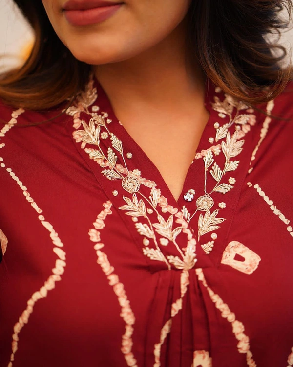 RPR 5045 Beautiful Kurti With Pant  - Maroon, M-38