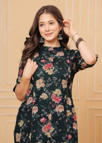 RPR Printed Kurti With Pant  - Black, M-38