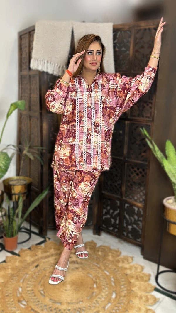 WSM 4108 Kaftan CORD SET  - pink, XL