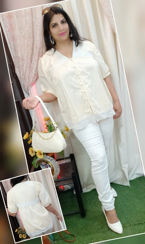 KD18 Party Wear Top - cream, L-40