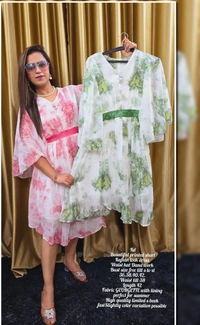 KD18 1005 Beautiful Printed Shorts Dress  - Pink, 38