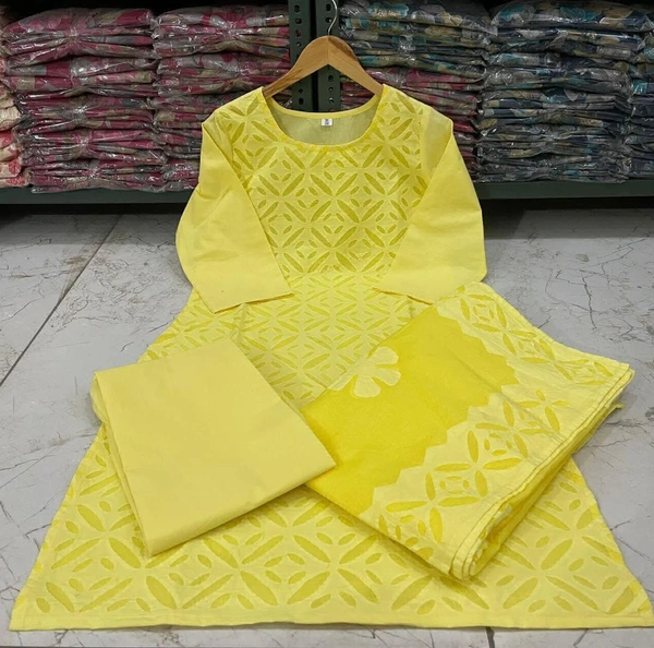 KDJ 5047 Beautiful Kurti Set  - Yellow, 42-XL