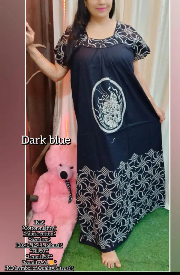 KD18 Cotton Nighty  - Black, 40