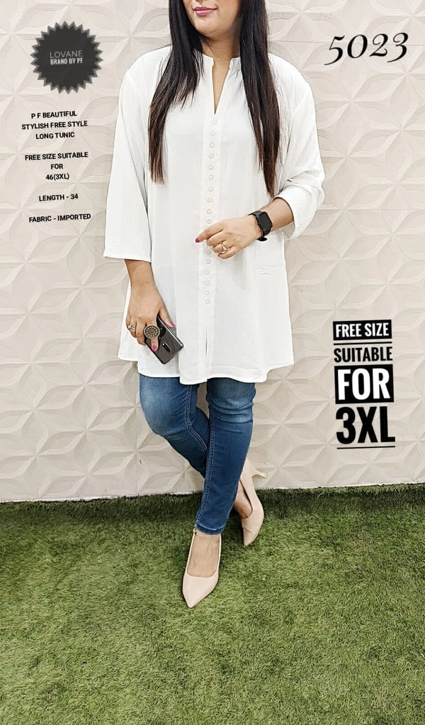 PFK LONG TUNIK Top - White, 3XL
