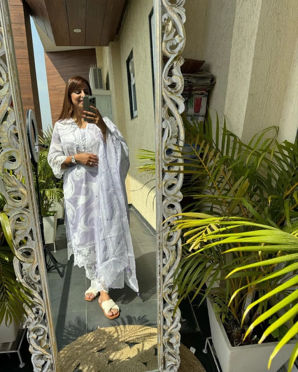 KDJ 5164 Designer Kurti Set  - levender, L-40