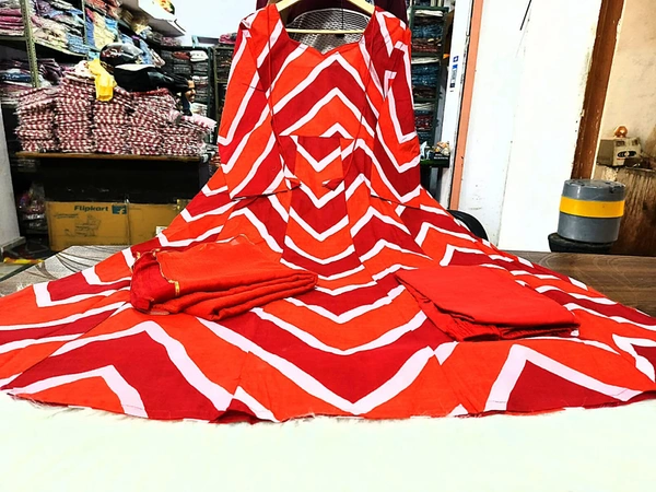 KDJ 5184 Leheriya Pattern Dress  - orange, L-40
