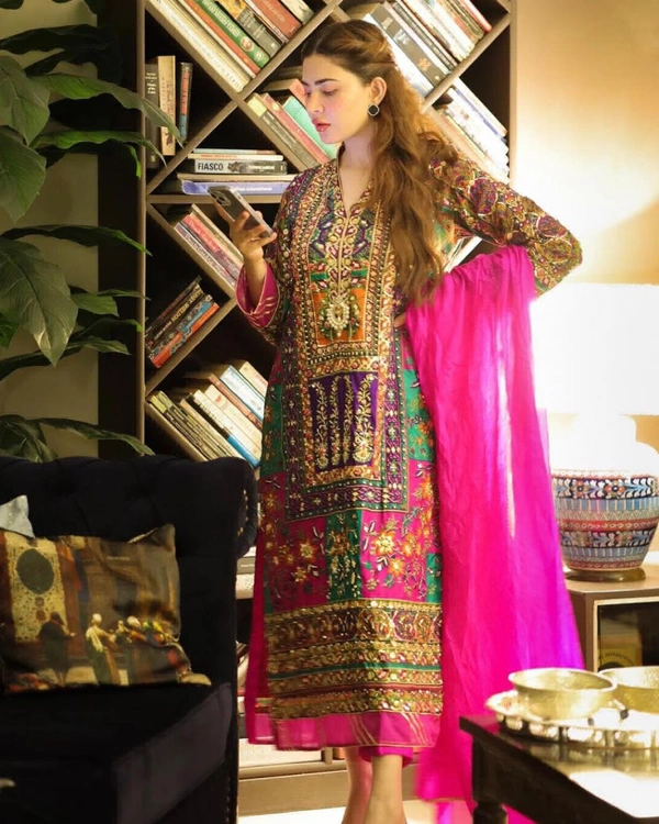 WDW 5192 Fancy Kurti With Pant Dupatta  - Free Size