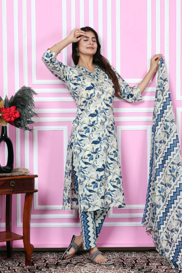 LKT 5229 Beautiful Kurti Set  - Blue, XXL-44
