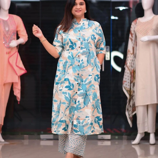 LKT 5252 Floral Dress  - sky blue, 42-XL