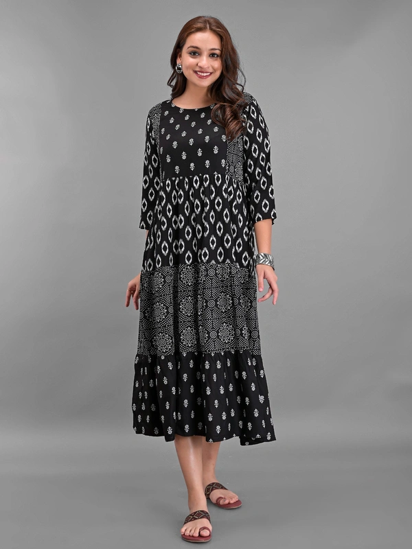NSJ 5306 Long Frock  - Black, L-40