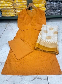 5037   EMBROIDERY KURTI  COTTON  PANT  SILK DUPATTA  - M-38