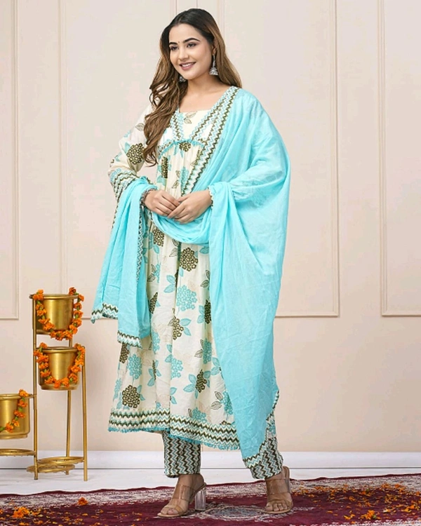 SF2 5047 *New Launch*🌸 Anarkali SUIT SET🌸 Festive Floral Anarkali suit set embroidery Pants and dupatta🌸 - M-38