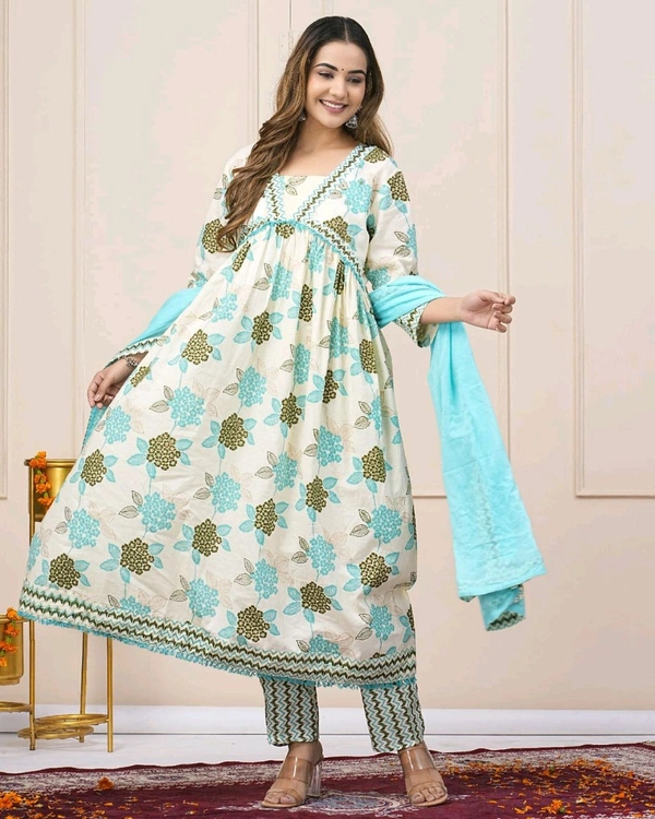 SF2 5047 *New Launch*🌸 Anarkali SUIT SET🌸 Festive Floral Anarkali suit set embroidery Pants and dupatta🌸 - XL-42