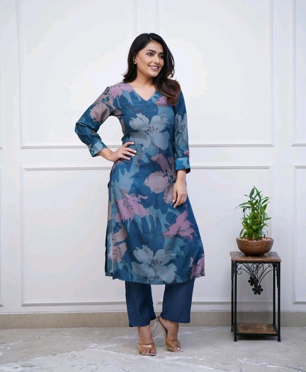 KDJ 5054 pure muslin premium qualities- Kurti With Pant     - L-40