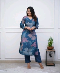 KDJ 5054 pure muslin premium qualities- Kurti With Pant     - 3XL-46