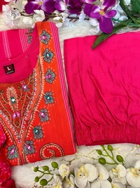 SF3 5055 *HEAVY DESIGNER SUIT SET  Original MIRROR KHATLI Work  beautiful Heavy Suit Set  pants and Lace Dupatta. HEAVY CHIFOON SILK - L-40