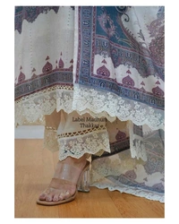 SF3 5062 ✨ Ivory Pakistani Suit  beautifully  prints, sequin embroidery and lace  comfortable  CHIKANKARI WORK LACE HIGH QUALIT - M-38