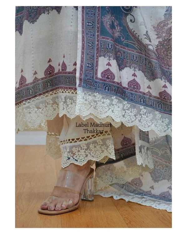 SF3 5062 ✨ Ivory Pakistani Suit  beautifully  prints, sequin embroidery and lace  comfortable  CHIKANKARI WORK LACE HIGH QUALIT - M-38