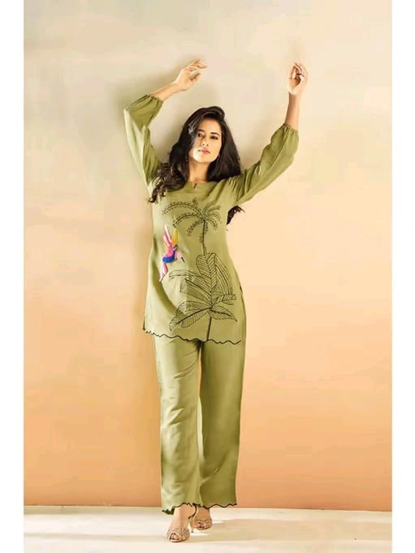 SF2 5363 Amazing  cord sets  stylish look Very comfortable Rayon  and classy*Full embroidery -  - XL-42