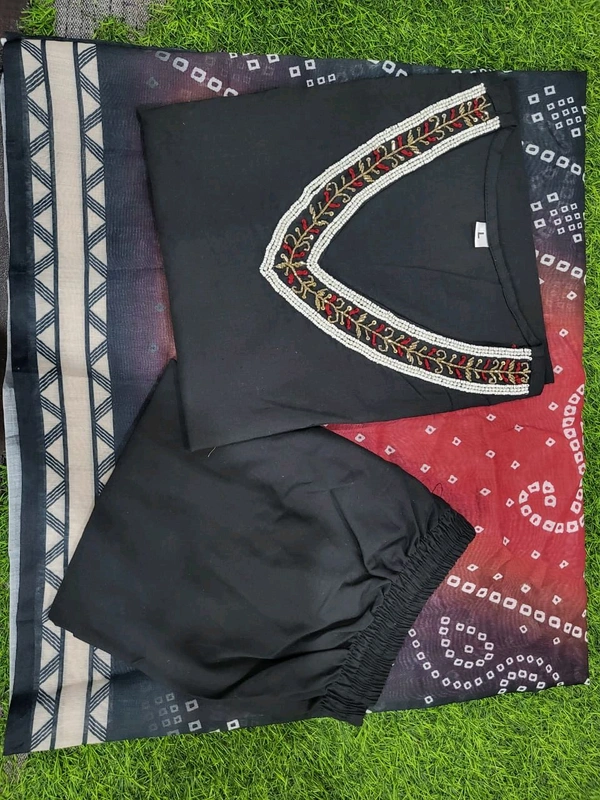 SF3 5364  COTTON KURTI WITH HAVING  EMBROIDERY  WITH BEAUTIFUL  LACE CHANDRI COTTON DUPATTA - L-40