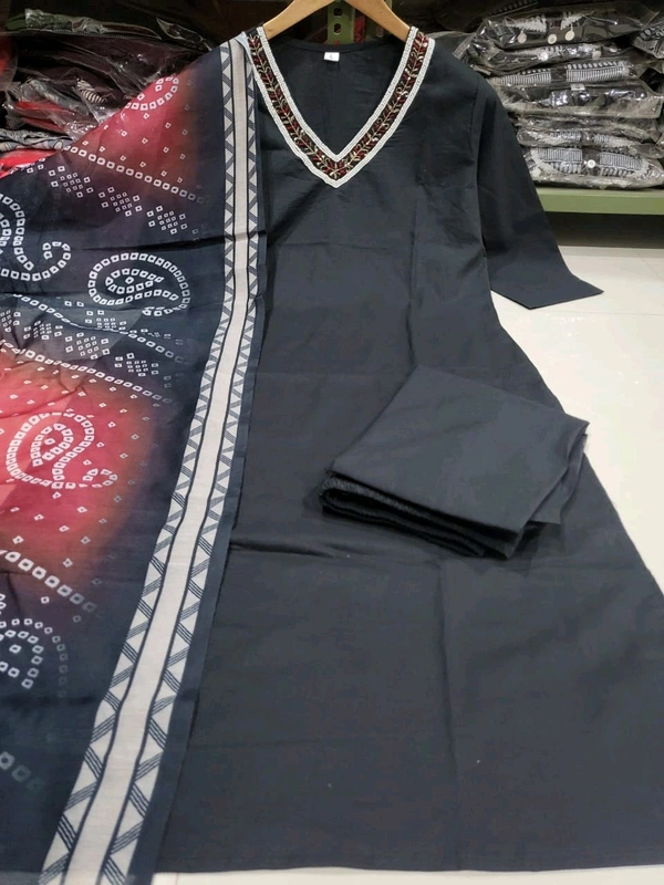 SF3 5364  COTTON KURTI WITH HAVING  EMBROIDERY  WITH BEAUTIFUL  LACE CHANDRI COTTON DUPATTA - L-40