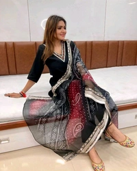 SF3 5364  COTTON KURTI WITH HAVING  EMBROIDERY  WITH BEAUTIFUL  LACE CHANDRI COTTON DUPATTA - XL-42
